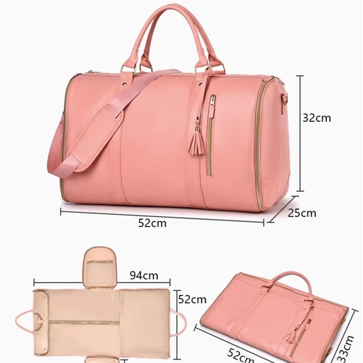 [Réf. TR-201] Sac de Voyage Premium 2 en 1 (Couleur : Rose Poudré)
