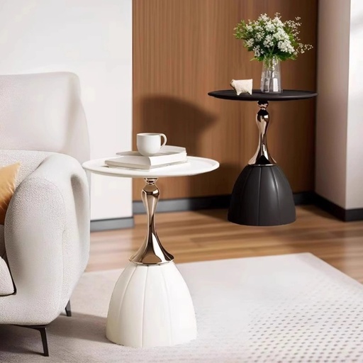 [TH-TCAFE-NOEA-WH] Table de Cafe NOEA Blanche & Dore
