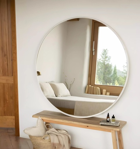 [SW-2443-MPFSD] Miroir Rond en MDF Stratifie Blanc – Diametre 80 cm