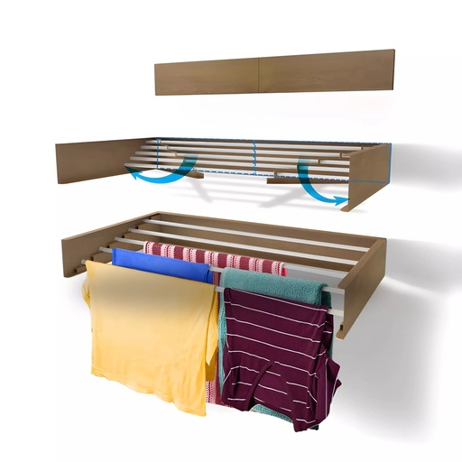 [SW-2443-VMJS8] Seche Linge Mural Rabattable Marron Metal & Aluminium
