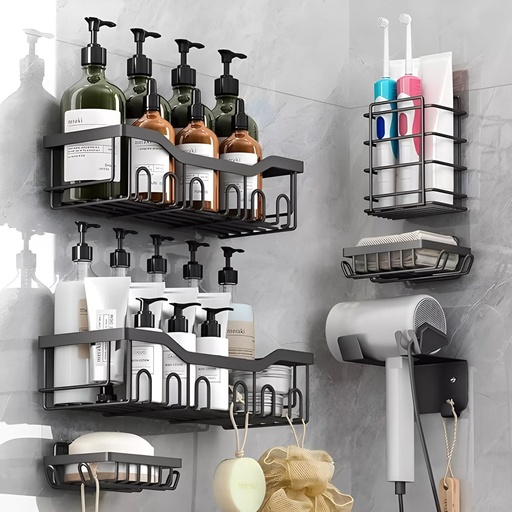 [SW-2443-GVBAL] Etageres de Douche Auto-Adhesives – Ensemble de 6 Pièces