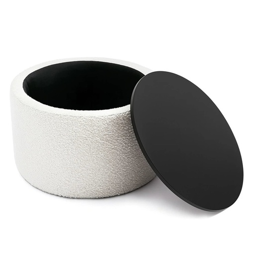 [REF-TB70BN] Table Boucle avec Rangement Beige & Noir 70x40cm