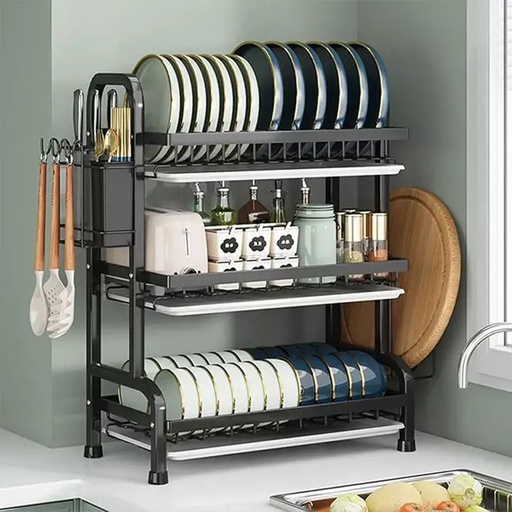 [SW-2443-2LQXU] Egouttoir a Vaisselle 3 Niveaux Noir