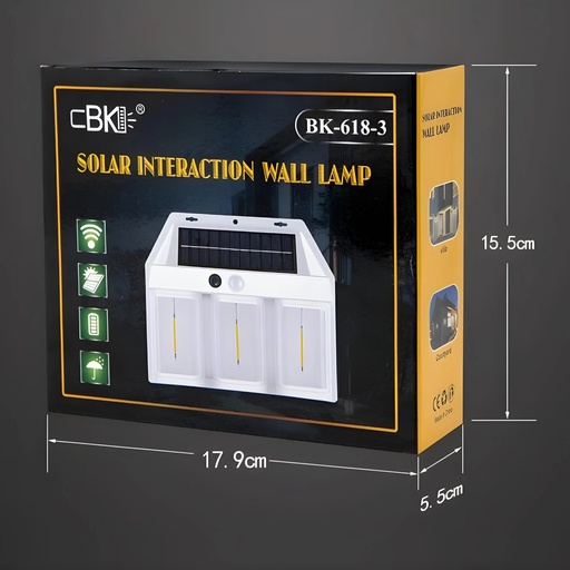 [BK-618-3] Lampe Murale Solaire 3 Lampes avec Détecteur de Mouvement