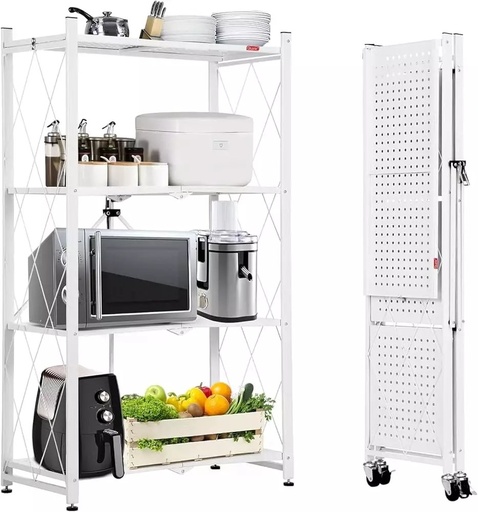 [TH-ETAG-MTL-WH] Etagere de Rangement en Metal avec Roues – Blanc