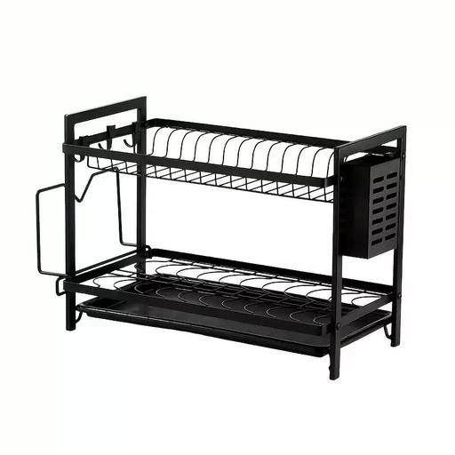 [SW-2443-JQYWA] Egouttoir de Cuisine a 2 Niveaux Noir