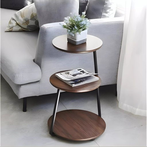 [SW-2443-90WEO] Table d’Appoint 3 Niveaux – Couleur Marron