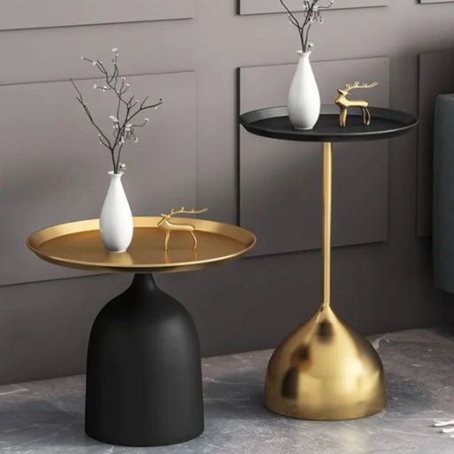 [TH-TCAFE-VELORA-ND] Table de Cafe VELORA Noir & Dore (40 × 47 cm)
