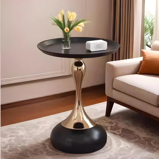 [TH-TCAFE-LUNARA-ND] Table de Cafe LUNARA Noir & Dore (40 × 55 cm)