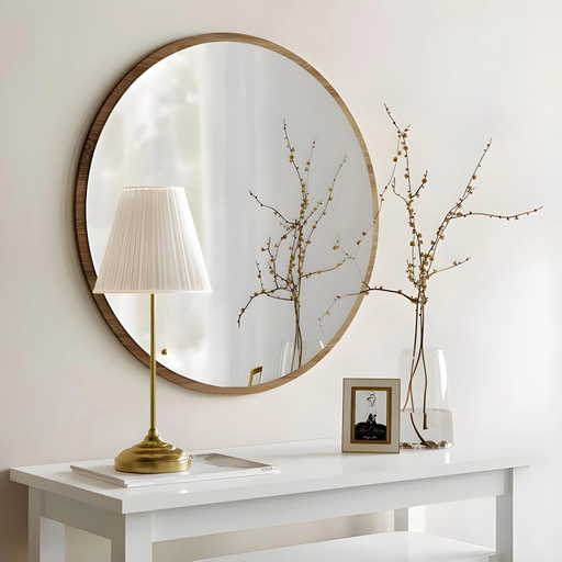 [SW-2443-VTRK1] Miroir Rond en MDF Stratifie Marron – Diametre 60 cm
