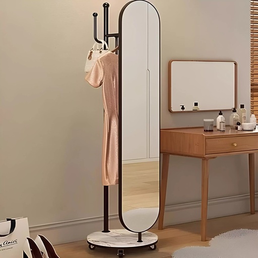 [SW-2443-QNZVM] Apolo Mirror Noir – Porte-Manteau avec Miroir